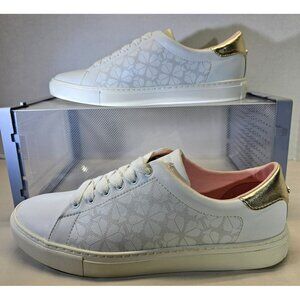 New Kate Spade New York Women's White/ Gold Leather Audrey Sneaker Size 9.5